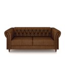 Ver imagem 5 de Sofá Living Sala de Estar Stanford Chesterfield 2 Lugares 200cm Pés de Madeira Couro Marrom Manchado