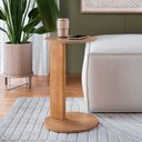Ver imagem 1 de Mesa Lateral de Apoio Orgânica Chanfrada Artesano 35 Cm (larg) Mdp Hanover (mel) Pés Madeira Maci