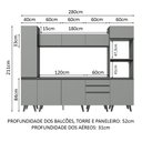 Ver imagem 4 de Armário de Cozinha Completa 280cm Cinza Nice Madesa 01
