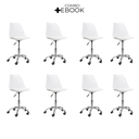 Ver imagem 2 de Cadeira Office Base Cromada Oficial com Rodízio Giratória Saarinen - Branco - 8