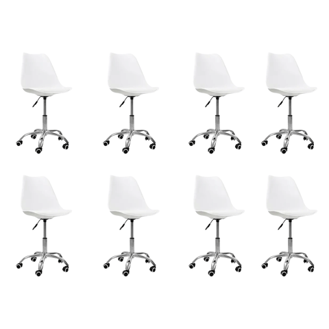 Cadeira Office Base Cromada Oficial com Rodízio Giratória Saarinen - Branco - 8