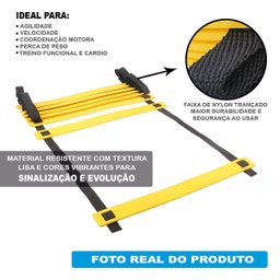 Kit Funcional Escada + Corda + 10 Pratos + 10 Cones Treino - 4