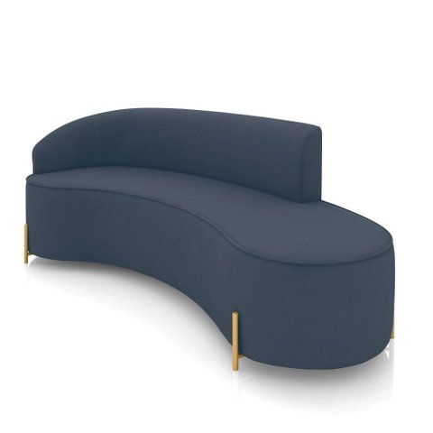 Sofá 4 Lugares Orgânico 220cm Pé Dourado Morgan Suede Azul Mar D03 - D’Rossi