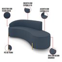 Ver imagem 3 de Sofá 4 Lugares Orgânico 220cm Pé Dourado Morgan Suede Azul Mar D03 - D’Rossi