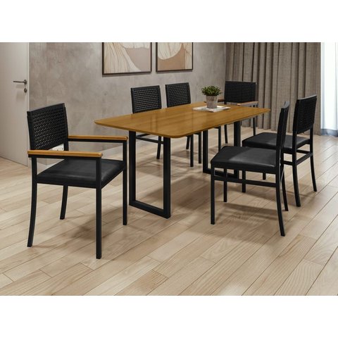 Conjunto Área Gourmet 6 Cadeiras 1,60x0,90m Itália Paonanda