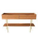 Ver imagem 3 de Aparador Sala 139cm Pés de Ferro 2 Gavetas Cairo Lukaliam Jequitiba