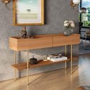 Ver imagem 1 de Aparador Sala 139cm Pés de Ferro 2 Gavetas Cairo Lukaliam Jequitiba