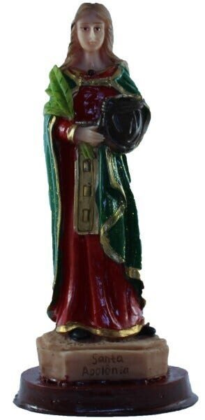Escultura Santa Apolônia 15 cm em resina - Protetora dos Dentistas