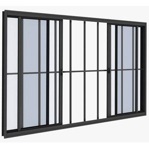 Vitro 4 Folhas 1,00 X 1,50 Com Grade Alumínio Preto