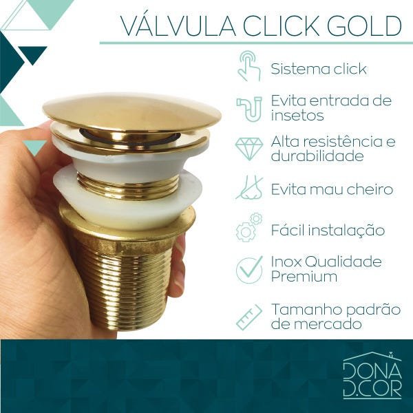 Válvula Dourada Gold Ouro Click 1 1/4 Banheiro Ralo Pia - 5