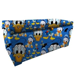 Bau Puff Organizador Porta Treco Brinquedos Sapatos Infantil Multiuso Pato Donald