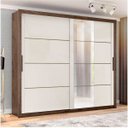 Ver imagem 1 de Guarda-Roupa Casal 2 Portas de Correr com Espelho Jacaranda/Off-White - Imperador Plus/Zanzini