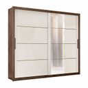 Ver imagem 2 de Guarda-Roupa Casal 2 Portas de Correr com Espelho Jacaranda/Off-White - Imperador Plus/Zanzini