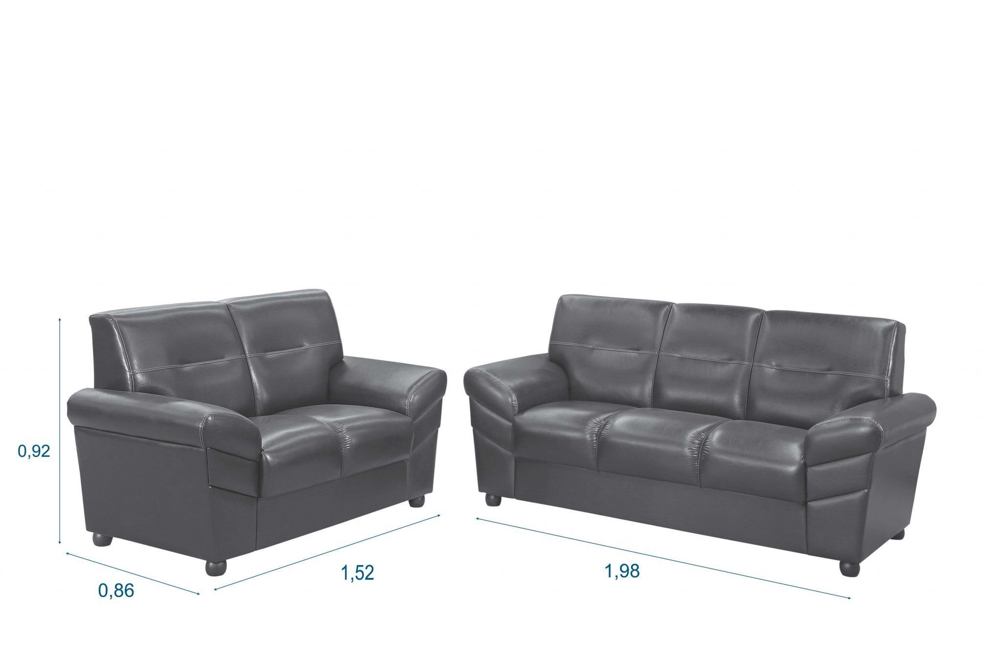 Conjunto Sofás de 2 e 3 lugares Ref. 480 - Corino Café - Rondomóveis ...