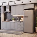 Ver imagem 1 de Cozinha Compacta Modulada 280cm Americana 8 Portas 3 Gavetas Henn - Cinza
