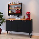 Ver imagem 3 de Kit Aparador Buffet Cantinho Café Armário Parede Amélia Prateleira Decoração Sala Jantar - Rpm