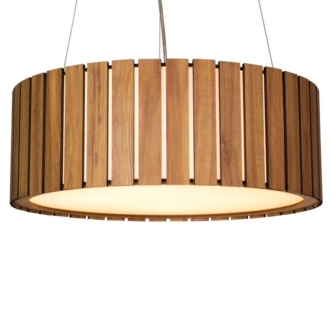 Lustre Pendente redondo de madeira Saruê Amêndola Wood Iluminação 80 cm - 3