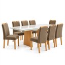 Ver imagem 2 de Conjunto Sala de Jantar 8 Lugares Retangular Tampo Vidro/MDF 200x90cm Mesa e Cadeiras Lyra