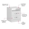 Mesa de Cabeceira 2 Gavetas Mdp 36x46,5x38cm Branco 1040 - 5