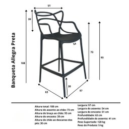 Kit 2 Banquetas Allegra Comercial Leve Resistente Pronto Uso:preto - 5