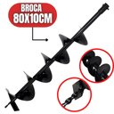 Ver imagem 2 de Broca Universal 80x10cm em Aço especial carbono Para Perfurador de Solo Com Eixo de Encaixe 20mm