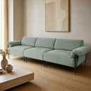 Ver imagem 1 de Sofá Living Modular Industrial 3 Lugares Basileia 340cm Yescasa Veludo Tx Verde Pistache