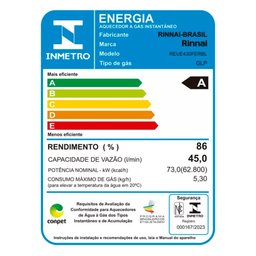 Aquecedor Rinnai 45 litros - E43 FEA Bivolt Automático - GLP - 5
