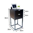 Ver imagem 2 de Kit 2 Mesas Cabeceira Industrial 30cm Preto 2 Gavetas Base Metal Preto Lateral Cama