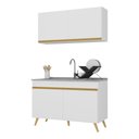 Ver imagem 1 de Armário de Cozinha Compacta 120cm Veneza Multimóveis V3748 Branco/Dourado