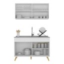 Ver imagem 6 de Armário de Cozinha Compacta 120cm Veneza Multimóveis V3748 Branco/Dourado
