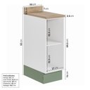 Ver imagem 3 de Balcão 1 Porta 30cm com Tampo com Rodapé Ipanema CabeCasa MadeiraOriginals Branco/Verde Folha