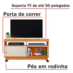 Rack para Sala de Estar Tv 50 Polegadas Estante Bancada Madeira Luxo:cinamomo - 3