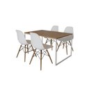 Ver imagem 2 de Mesa Industrial Base Ferro Branco Tampo 137x90 Amêndoa 4 Cadeiras Eames Madeira Assento Branco