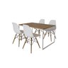 Mesa Industrial Base Ferro Branco Tampo 137x90 Amêndoa 4 Cadeiras Eames Madeira Assento Branco - 2