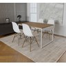 Mesa Industrial Base Ferro Branco Tampo 137x90 Amêndoa 4 Cadeiras Eames Madeira Assento Branco - 1