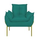 Ver imagem 4 de Poltrona Sofá Luxo Base Metal Dourada Recepção Escritório Cor:azul Turquesa