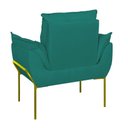 Ver imagem 5 de Poltrona Sofá Luxo Base Metal Dourada Recepção Escritório Cor:azul Turquesa