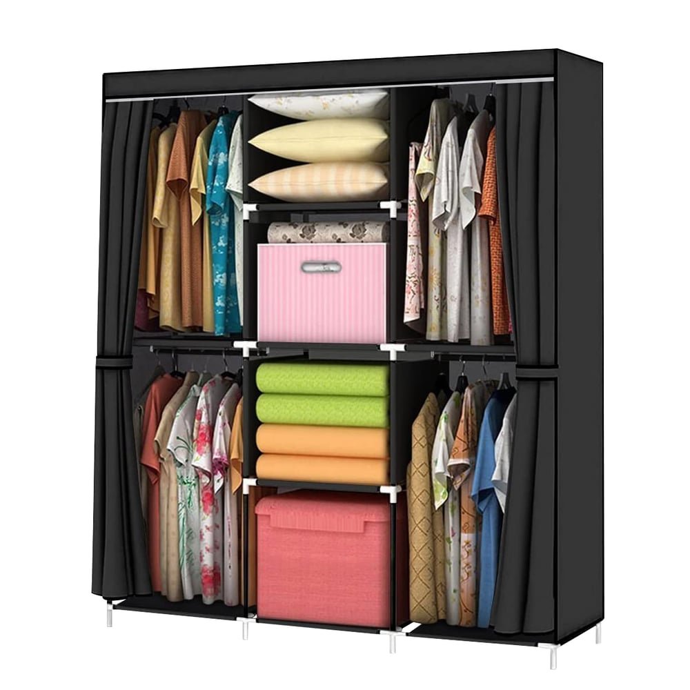 Guarda Roupa Portátil 2 Portas Cor Preto