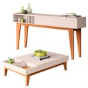 Ver imagem 1 de Aparador Buffet Henry + Mesa de Centro Grey para Sala Off White Cinamomo - Bela Móveis