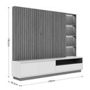 Ver imagem 4 de Conjunto Sala de Estar Estante Home Ripado Ideal para TV até 82' com LED + Cristaleira + Buffet 4 Po