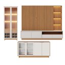 Ver imagem 2 de Conjunto Sala de Estar Estante Home Ripado Ideal para TV até 82' com LED + Cristaleira + Buffet 4 Po