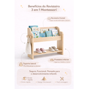 Ver imagem 4 de Revisteiro Infantil Montessori 3 em 1 Mdf Porta Livros com Prateleira