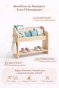 Ver imagem 4 de Revisteiro Infantil Montessori 3 em 1 Mdf Porta Livros com Prateleira