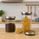Ver imagem 3 de Conjunto de Potes de Vidro 3 Peças com Tampas de Inox.