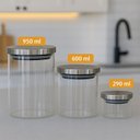 Ver imagem 2 de Conjunto de Potes de Vidro 3 Peças com Tampas de Inox.