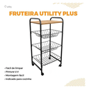 Ver imagem 2 de Fruteira de Chão com Cestos Fixos Modelo Plus com Rodinha Preto