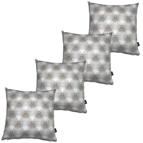 Kit 4 Almofadas Cheias Impermeável Estampa Digital Antimofo Geométrica Ciinza Área Externa 43CMX43CM