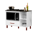 Ver imagem 4 de Balcão para Cooktop 5 Bocas com Nicho Micro-Ondas e Gaveta Córdoba Cozinha em MDP Córdoba - Branco