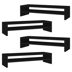 Kit 04 Suportes Stand Base Tela Monitor Soft Elevado 65cm em MDF com 01 Prateleira - Desk Design Pre