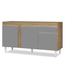 Ver imagem 1 de Balcão Gabinete para Pia 150cm sem Tampo 3 Portas 1 Gaveta Dakota Castanho/cinza - Lumil